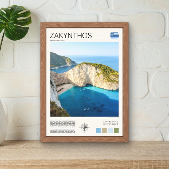 Zakynthos Print Zakynthos Wall Art Navagio Beach Print Greek Islands Wall Art Zante Print Greece Travel Art Zakynthos Artwork