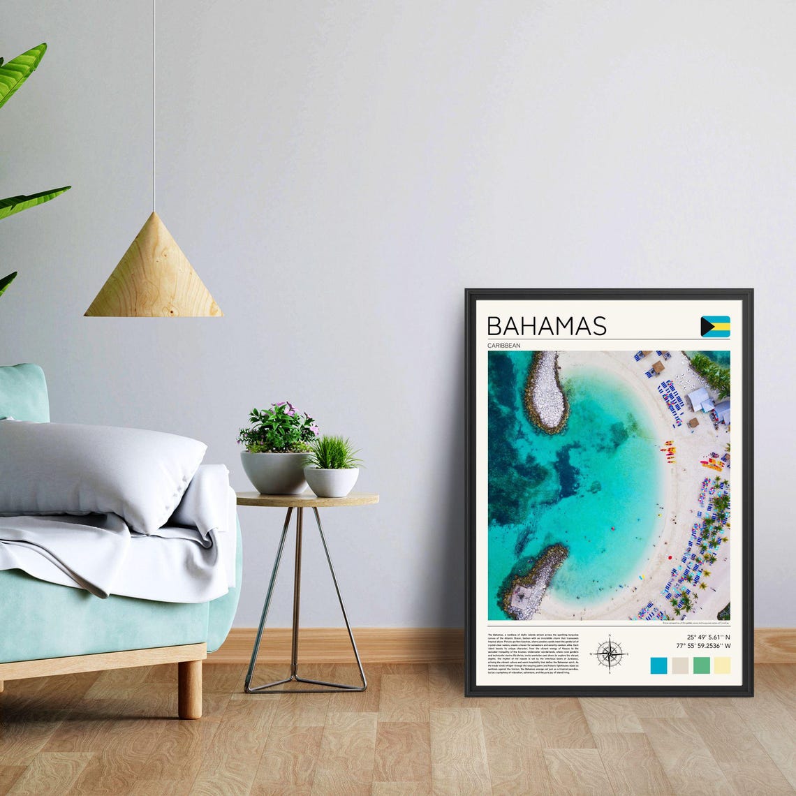 Bahamas Caribbean Aerial Turquoise Beach White Sand Island Poster - Image 3