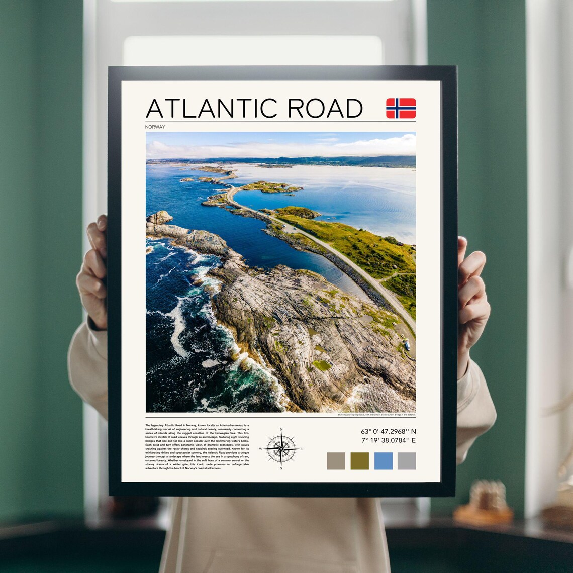 Atlantic Road Norway Aerial Ocean Causeway Bridges Coastline Poster - Image 2