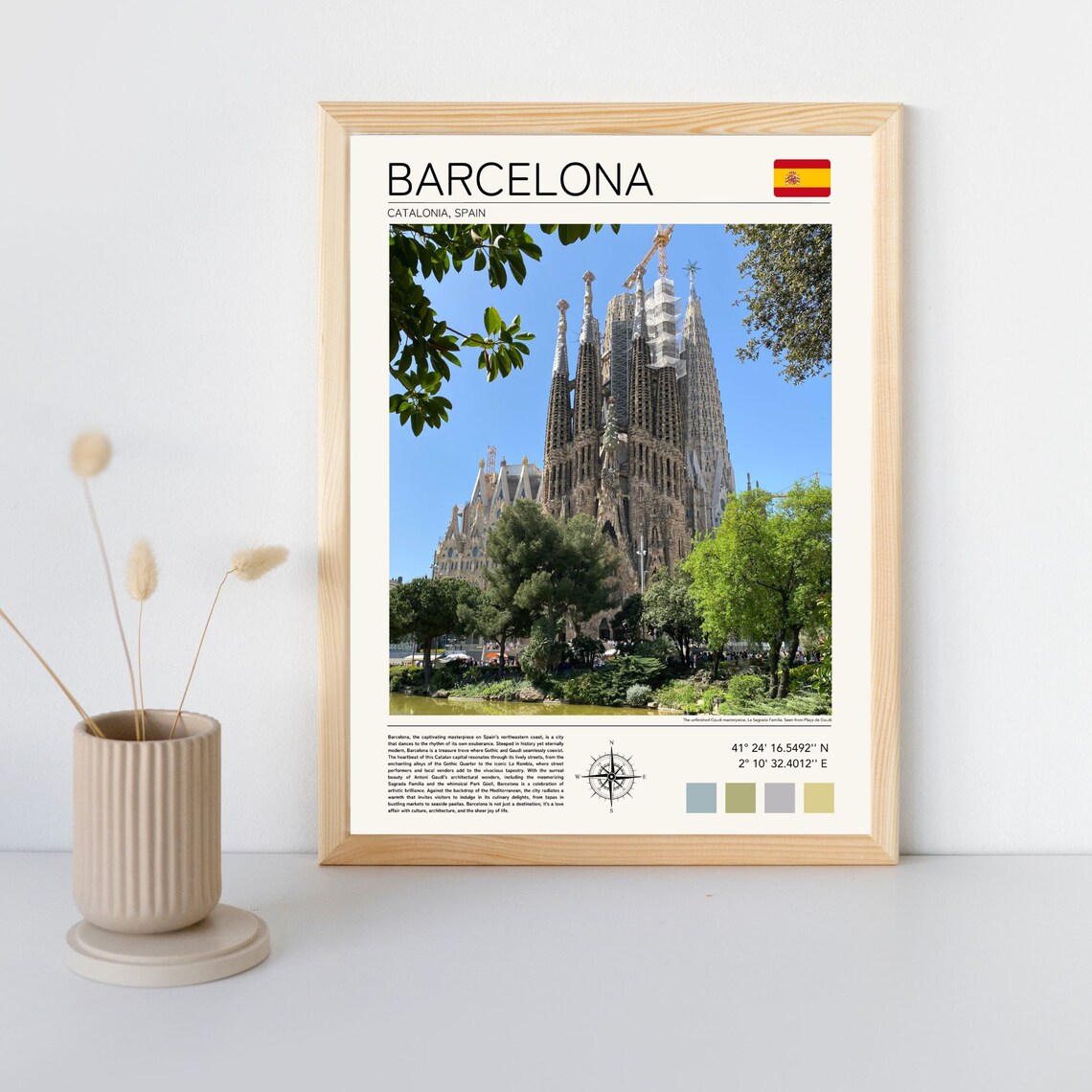 Barcelona Spain Sagrada Familia Cathedral Gaudi Travel Poster - Image 3