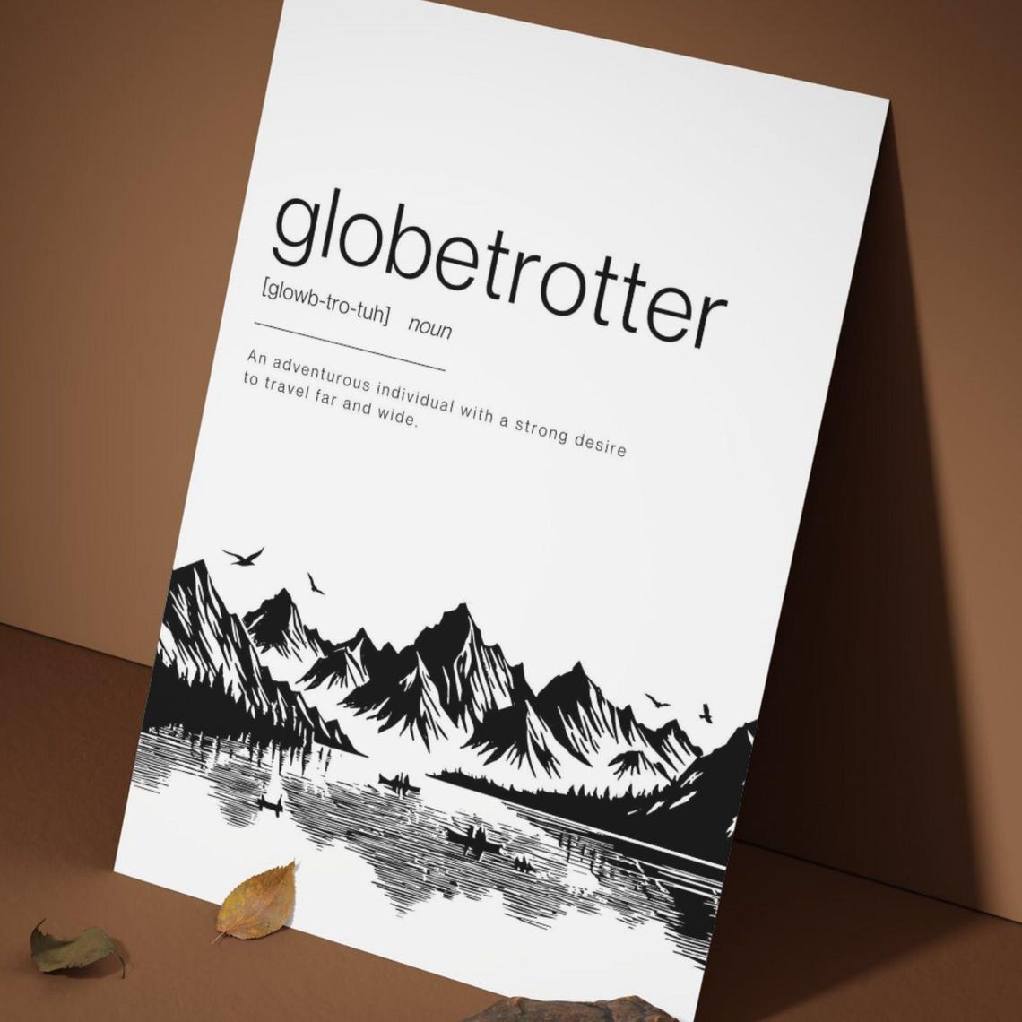 Globetrotter Definition Adventurer Dictionary Art Mountain Lake Poster - Image 3