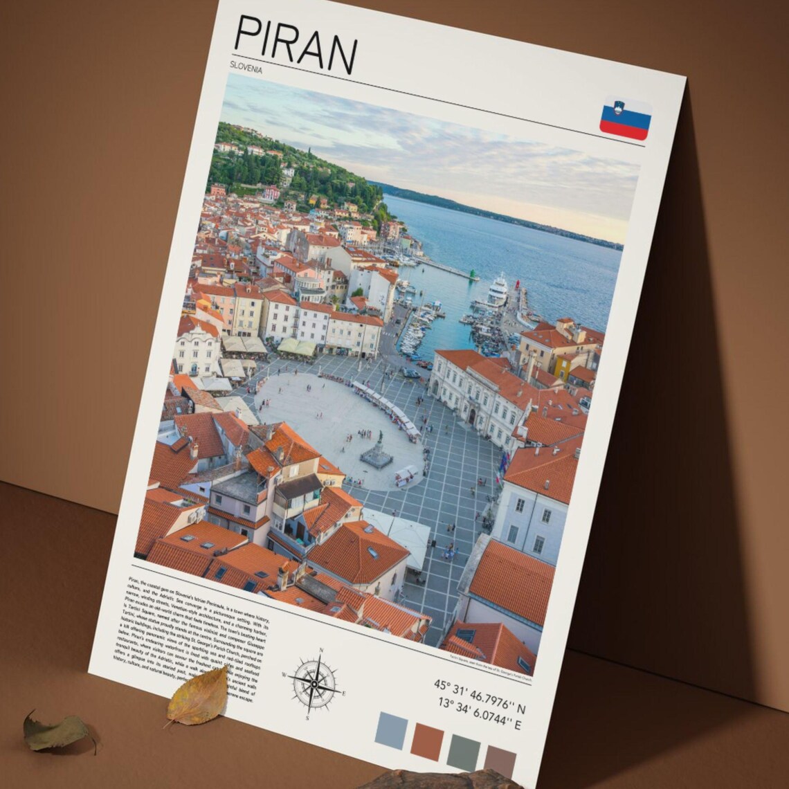 Piran Slovenia Tartini Square Coastal Old Town Aerial View Poster - Image 5