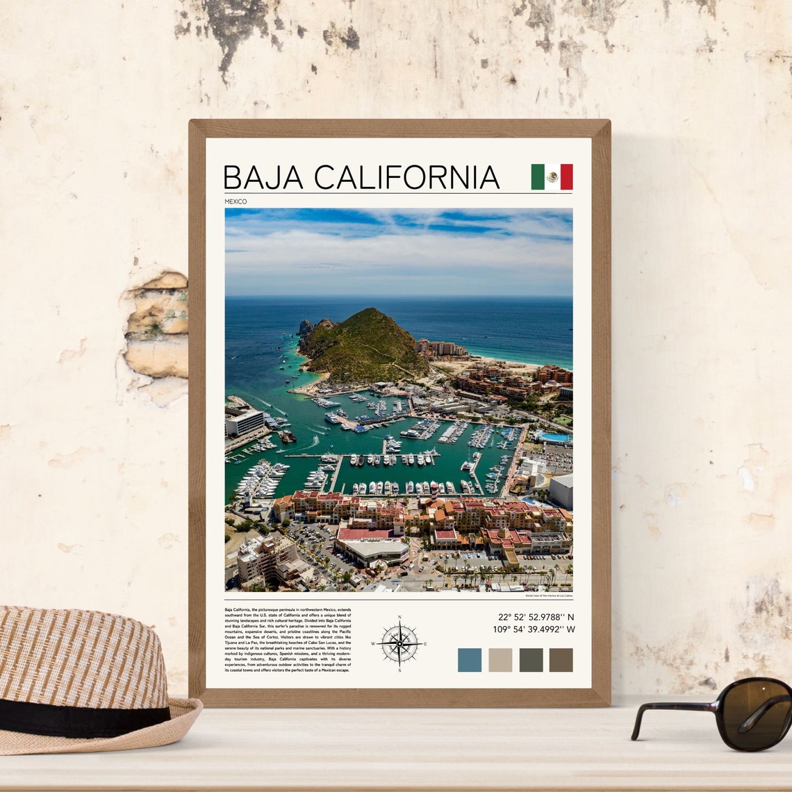 Baja California Mexico Aerial Marina Harbor Coastline View Poster - Image 3
