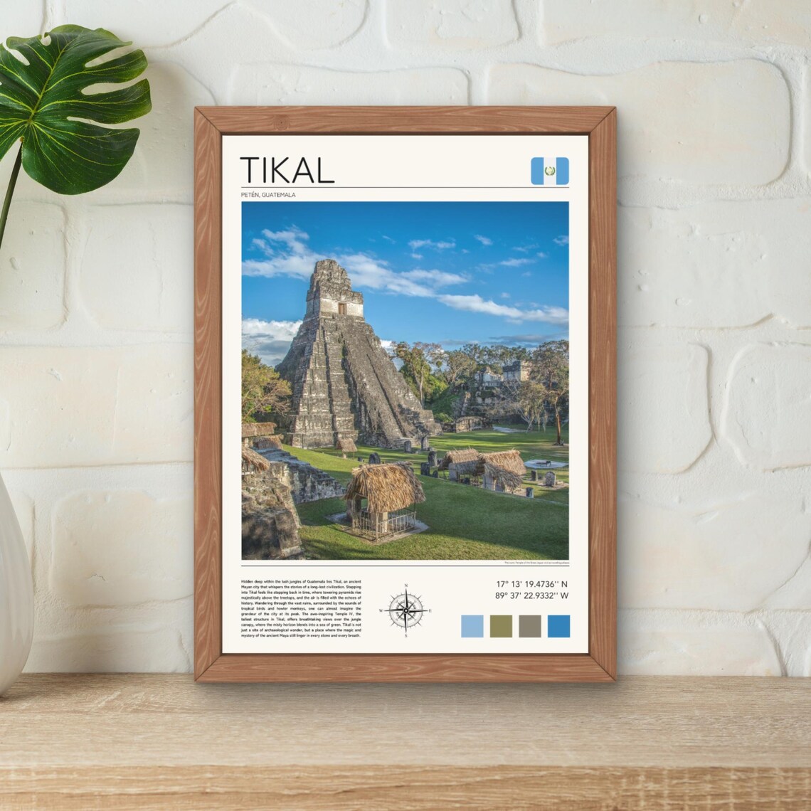 Tikal Guatemala Mayan Ruins Jungle Pyramid Temple Travel Poster
