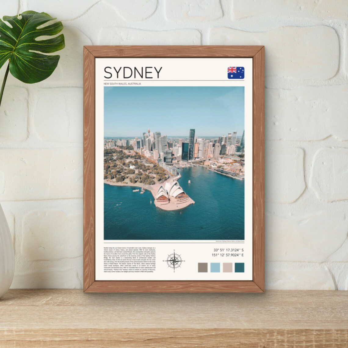 Sydney Harbour Opera House Aerial Photo Australia Travel Poster