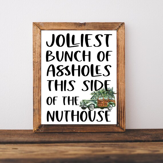 Jolliest Bunch Christmas Poster Funny Bold Quote Holiday Wall Decor