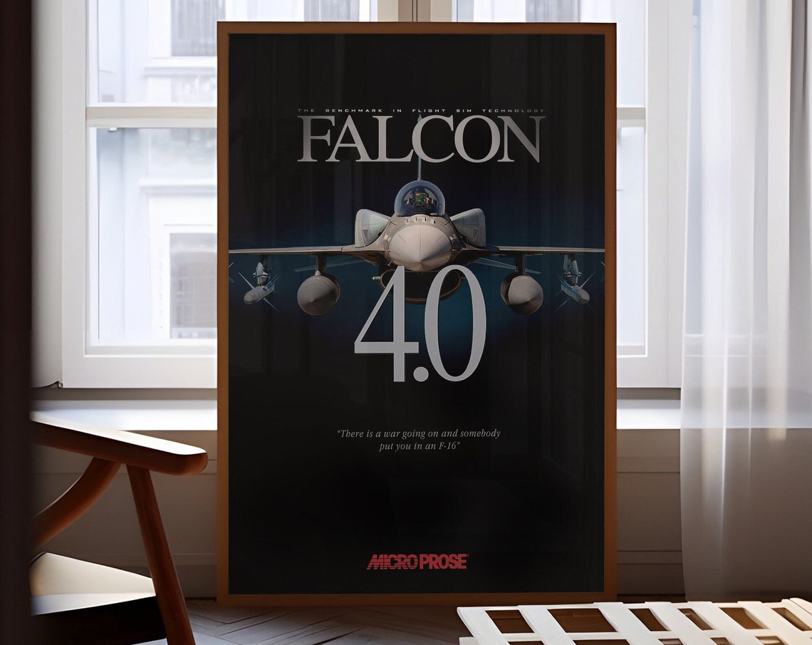 Falcon 4.0 MicroProse F-16 Combat Flight Sim Retro Game Poster