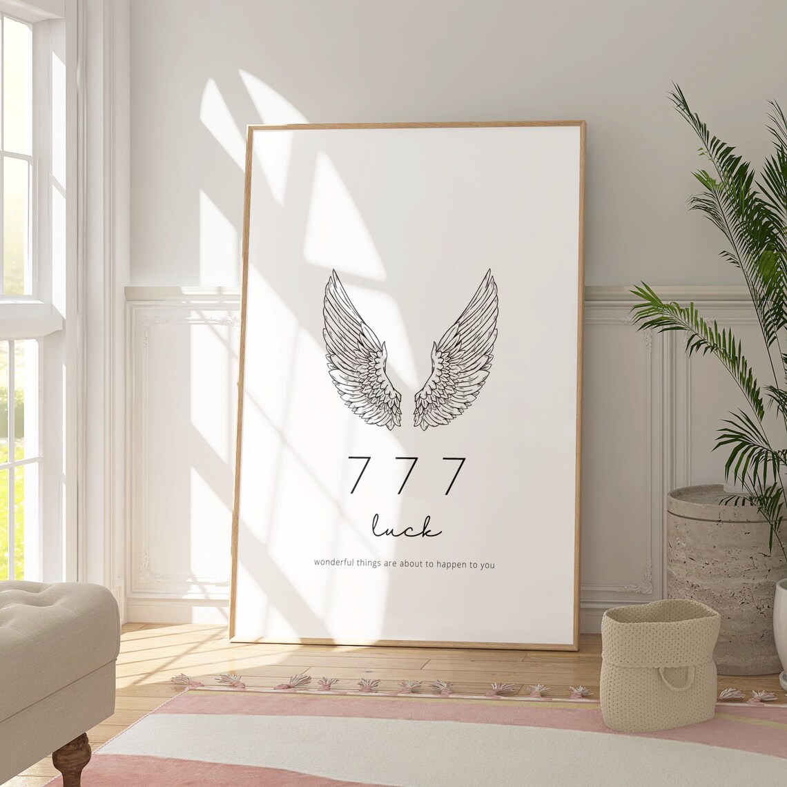 777 Luck Angel Wings Minimalist Spiritual Manifestation Aura Art Print - Image 3