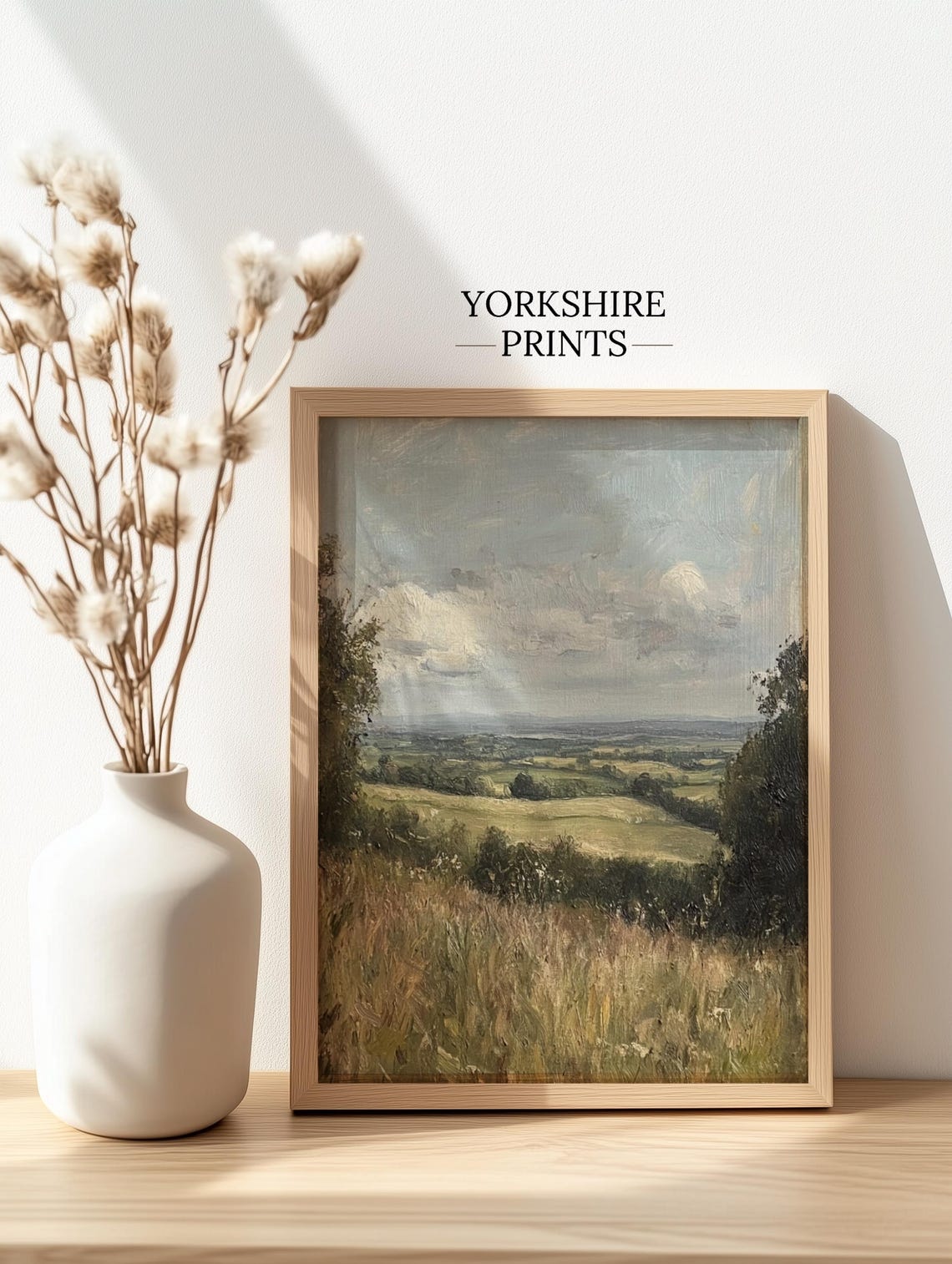 Green Valley Vista Rolling Fields Cloudy Sky Vertical Landscape Poster - Image 3