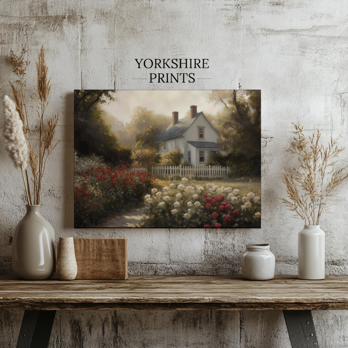 Cottage Rose Garden, Vintage Cottagecore Art Print - Image 3