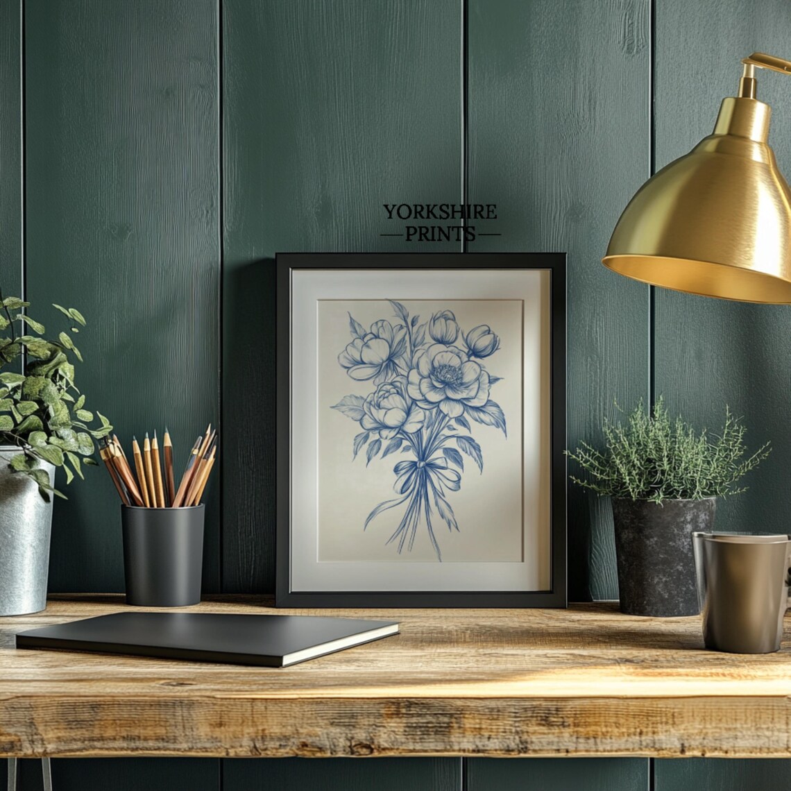 Victorian Blue Rose Bouquet Sketch Art Print, Yorkshire - Image 3