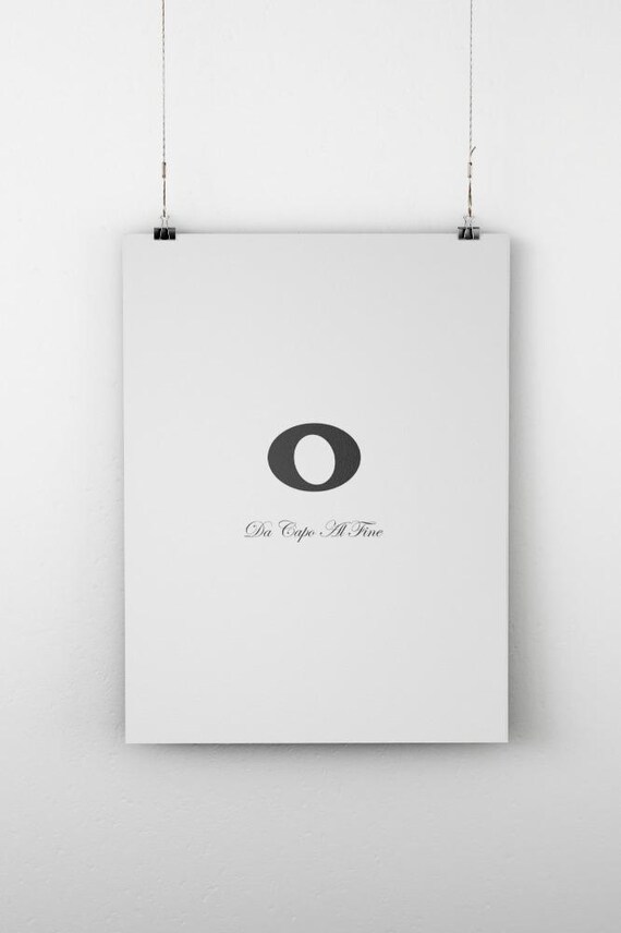 Da Capo Al Fine Whole Note Minimalist Music Terminology Art Poster