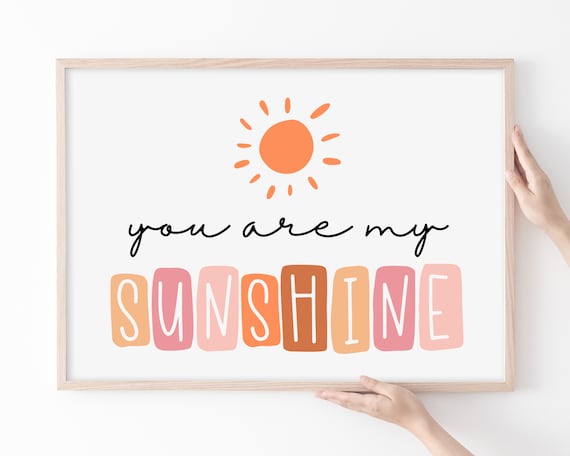 You Are My Sunshine Pastel Block Letters Orange Sun Kids Poster