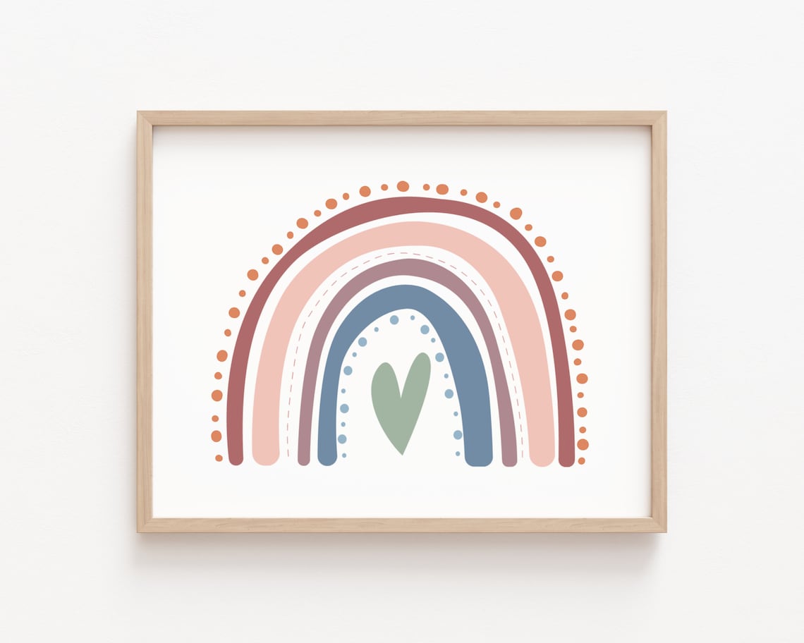 Rainbow Nursery Boho Decor, Kids Room Art Print