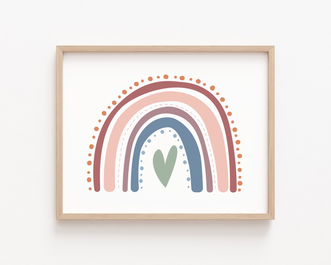 Rainbow Nursery Decor Art Print, Boho Kids Room