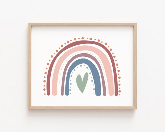 Rainbow Nursery Decor Art Print, Boho Kids Room