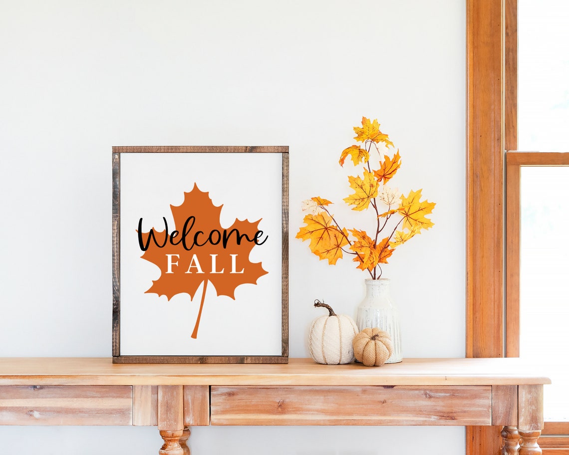 Welcome Fall Maple Leaf Autumn Seasonal Home Decor Sign Poster