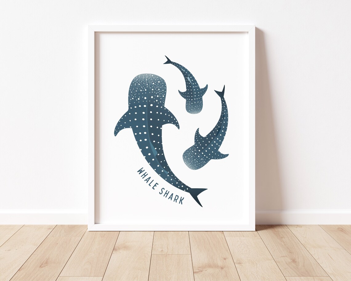 Whale Shark Ocean Art Print, Beach House Decor - Image 2