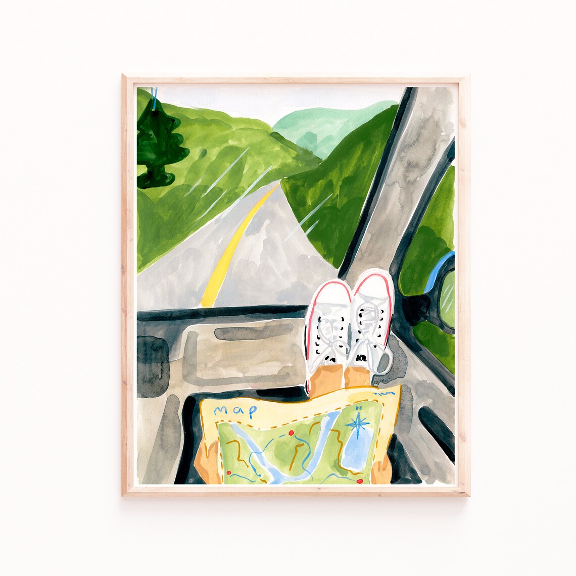 Road Trip Art Print, Summer Adventure Map