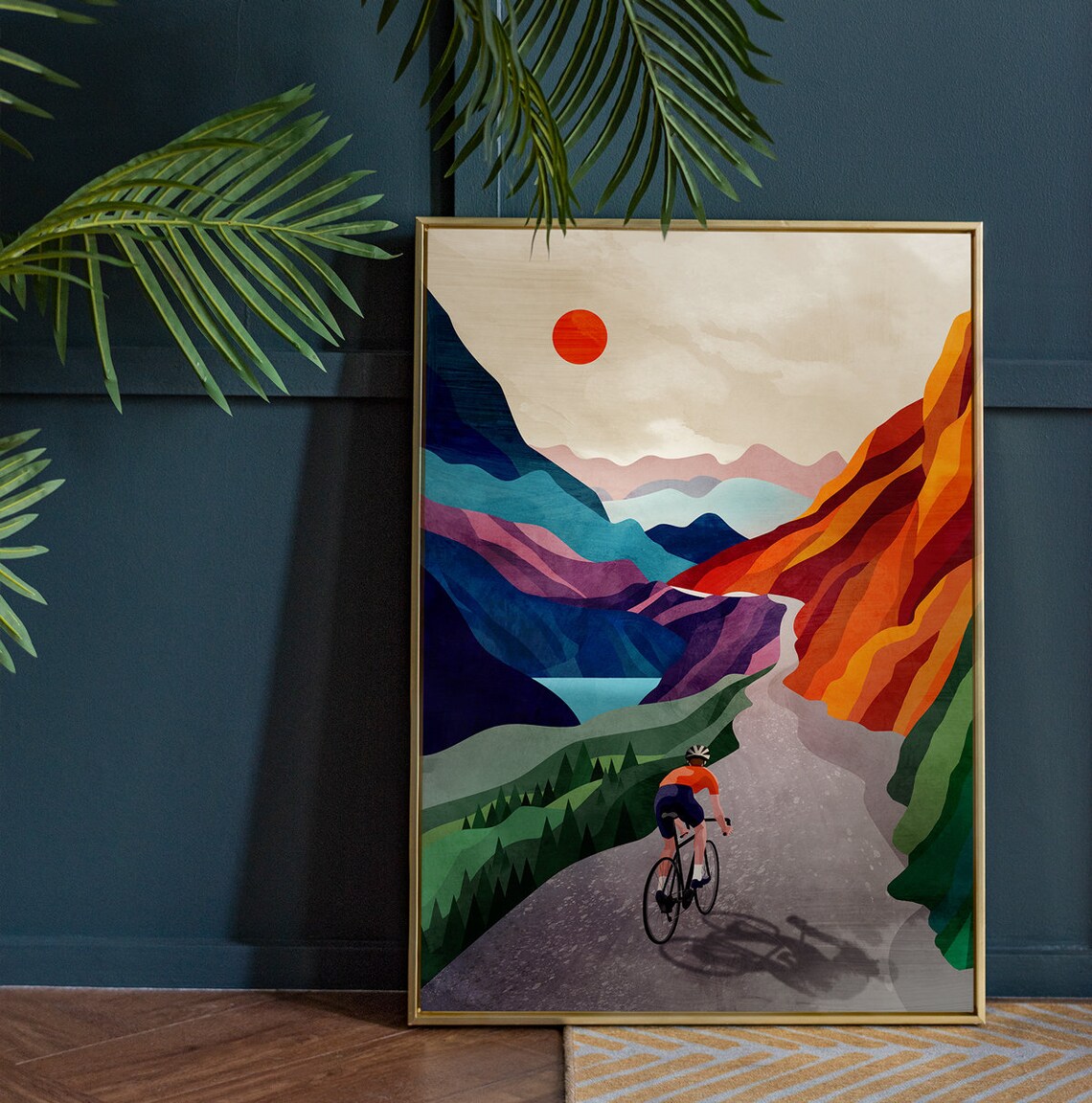 Cycling Art Print High In The Mountains - Image 2