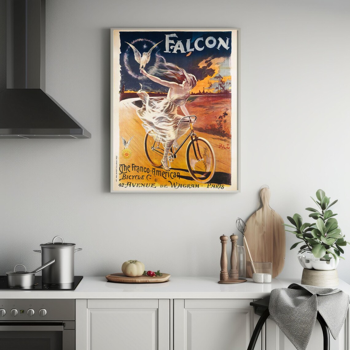 Falcon Bicycle Vintage Parisian Advertising Poster Woman Cycling - Image 4