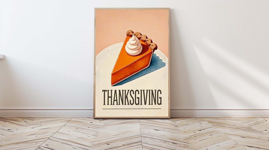 Pumpkin Pie Slice Thanksgiving Vintage Dessert Sweet Retro Kitchen Wall Poster - Image 5
