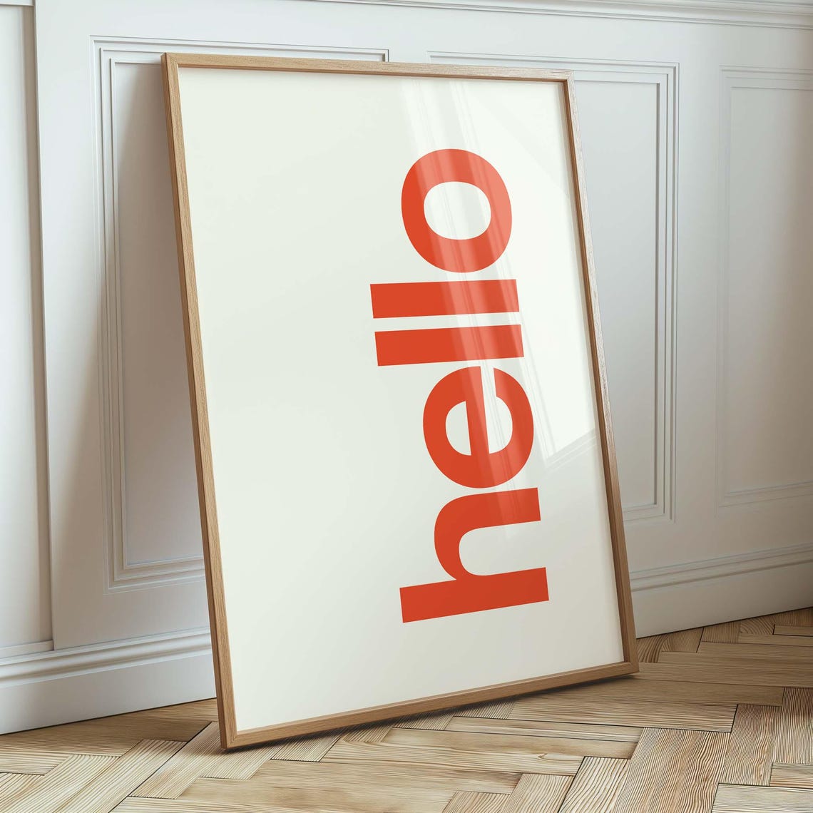 Hello Typography Red Type on White Minimalist Bold Type Wall Art - Image 2