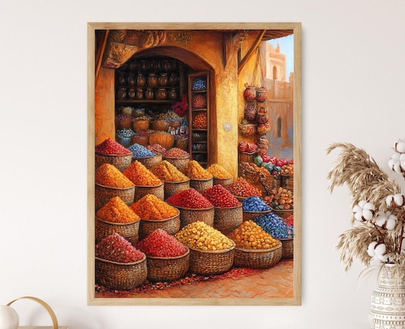 Sudanese Spice Market Art African Marketplace Print Vibrant Sudan Decor