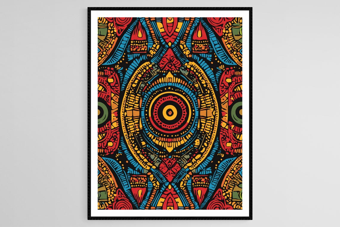 Colorful Dashiki Pattern Art Print African Geometric Illustration