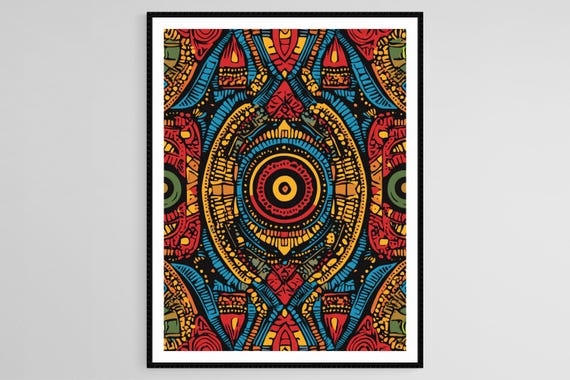 Colorful Dashiki Pattern Art Print African Geometric Illustration