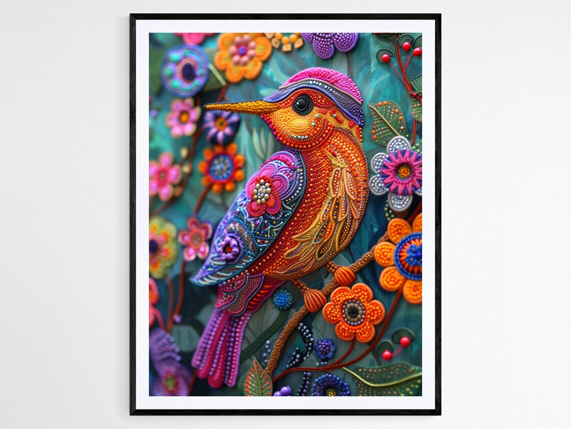 Mexican Folklore Illustration, Living Room Art Print