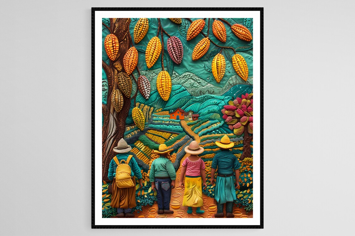 Cocoa Farmers Of Mexico Folklore Art Print