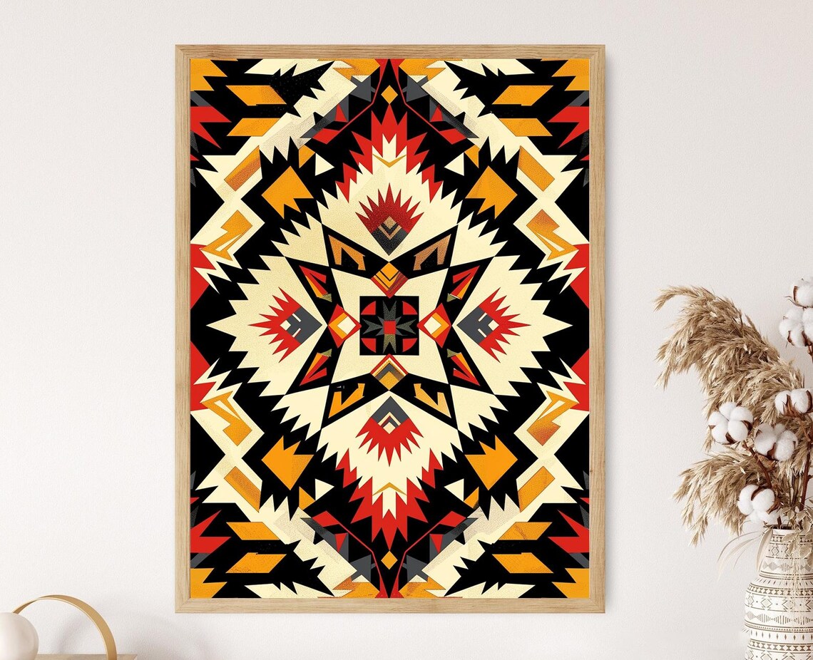 Authentic Navajo Pattern Print Handcrafted Tribal Artwork Perfect For Cultural Enthusiasts Indigenous Art Gift