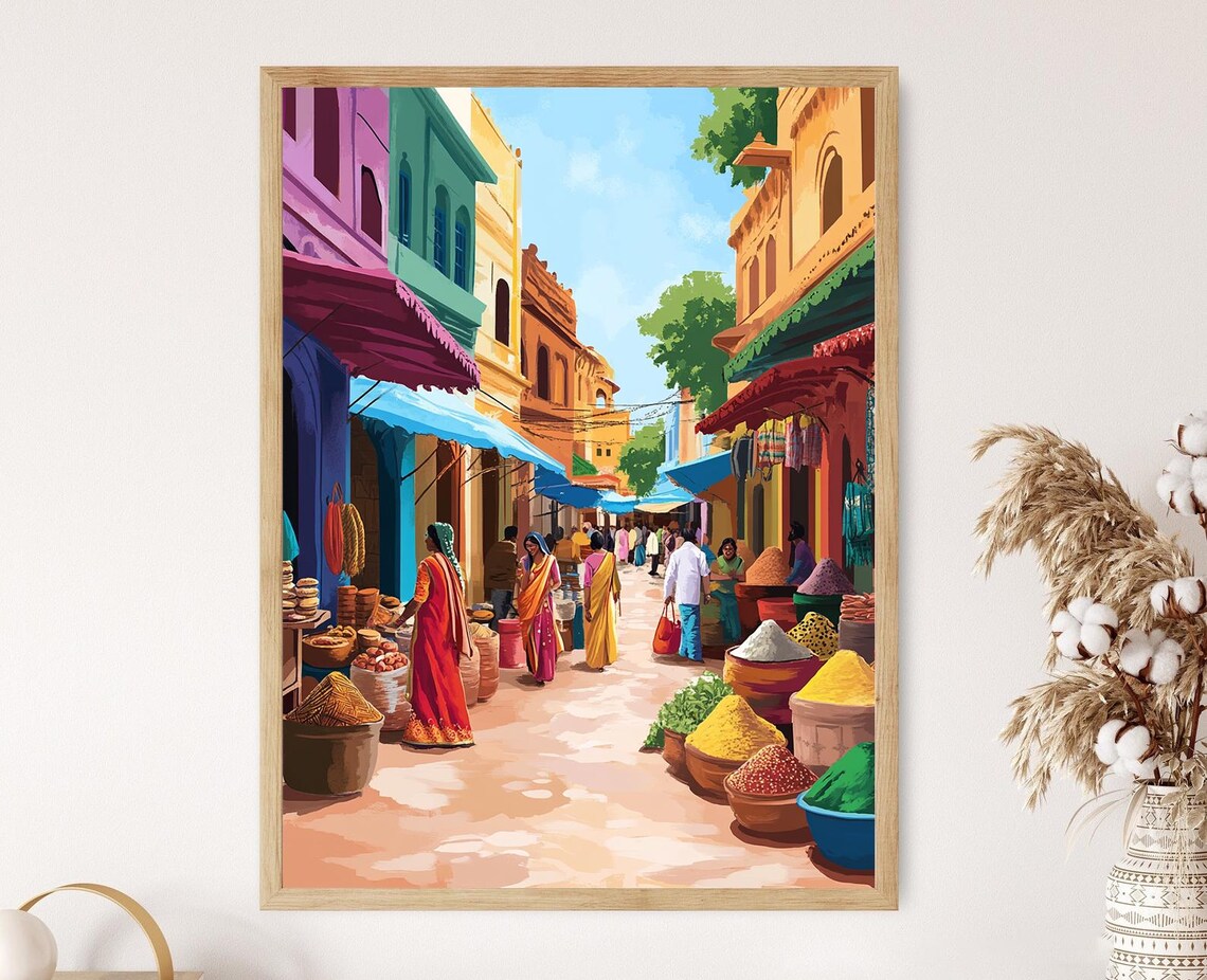 New Delhi Spice Market, Indian Fine Art Print