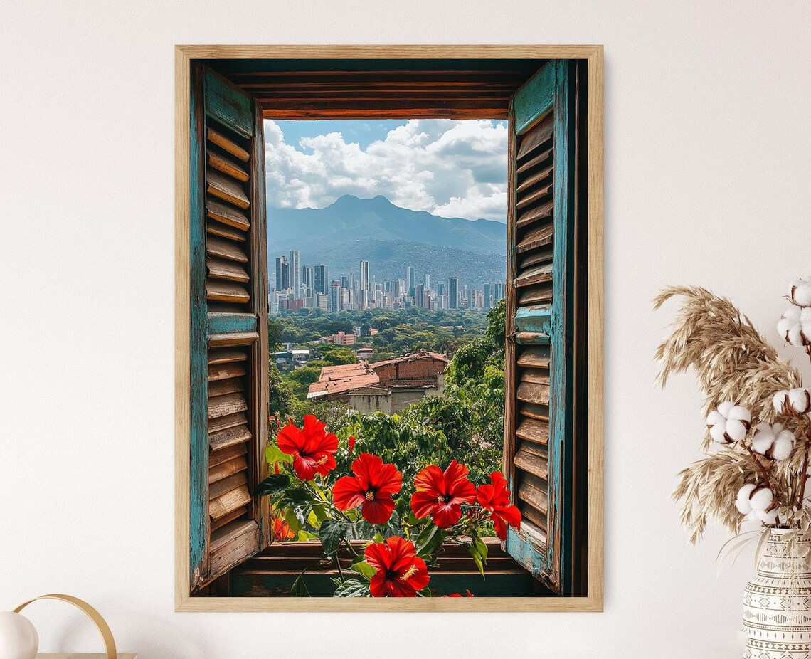 Caracas Open Window View Art Print, Venezuelan Skyline