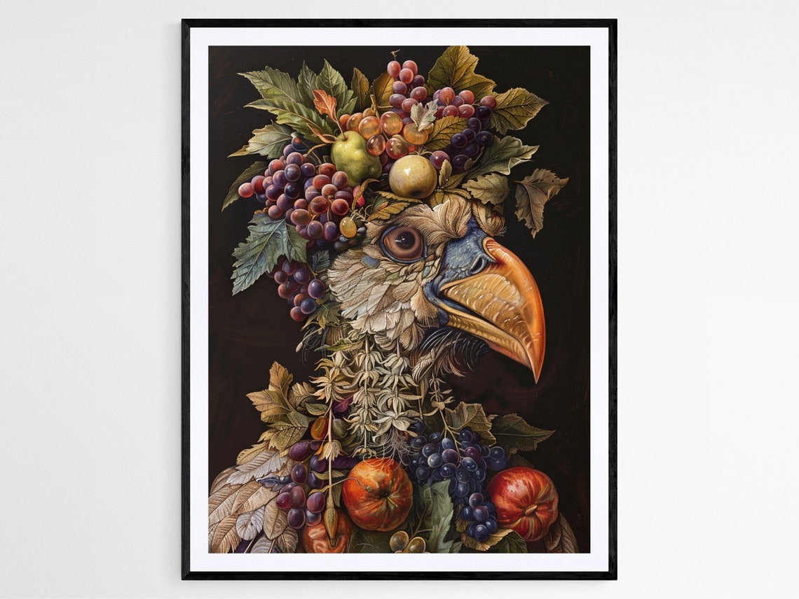 Whimsical Arcimboldo Style Art Print Surrealistic Food Composition Home Art Accent Eclectic Collector Gift