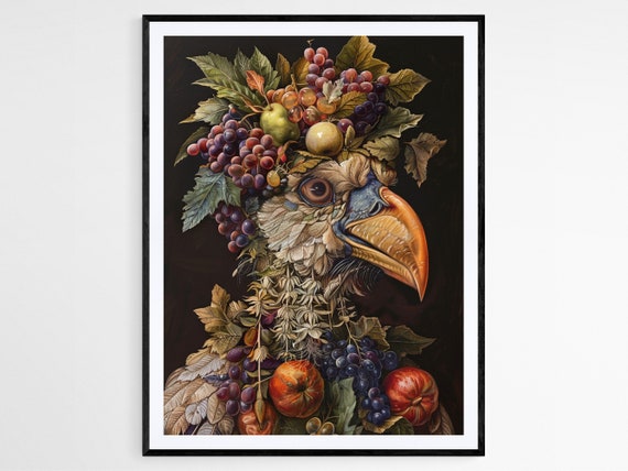 Whimsical Arcimboldo Style Art Print Surrealistic Food Composition Home Art Accent Eclectic Collector Gift