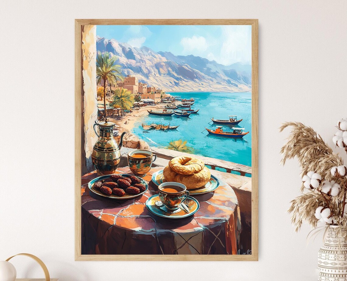 Jordanian Coffee Set, Aqaba Red Sea Poster Print