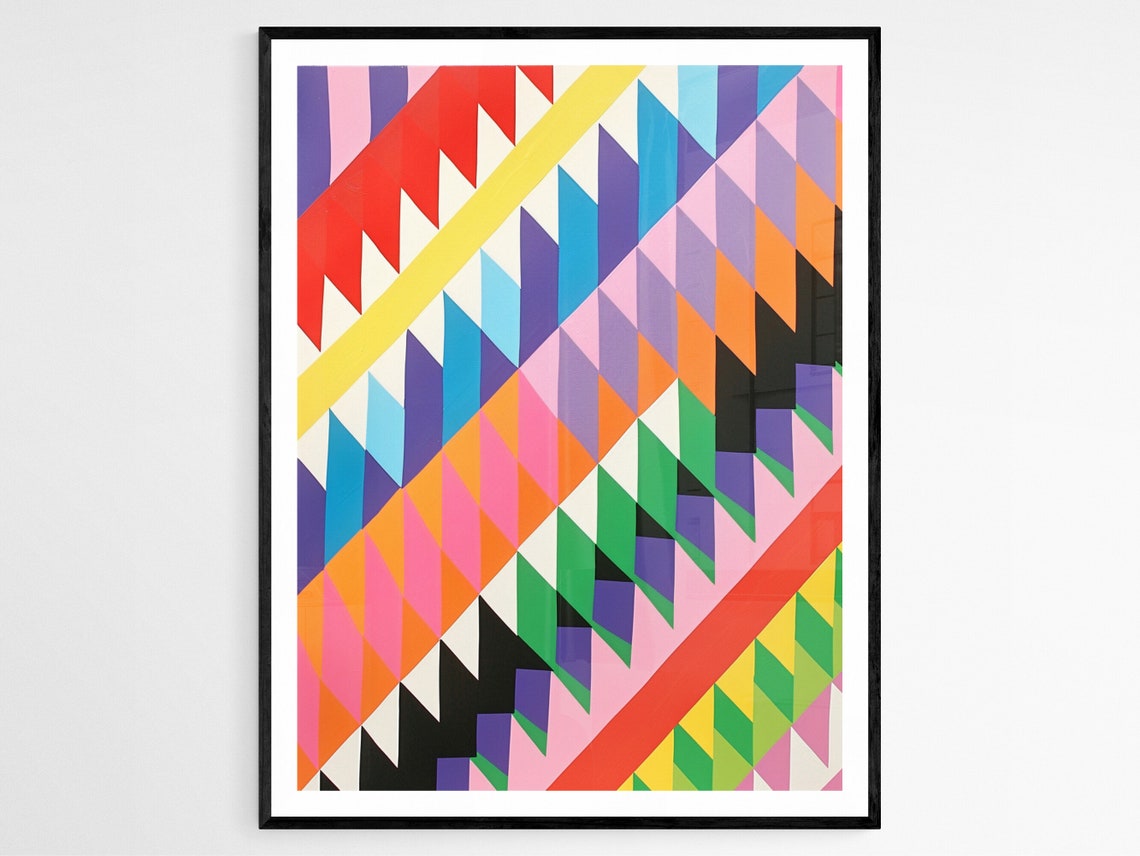 Colorful Abstract Tessellation Print Complex Geometric Patterns With Vibrant Shapes Artistic Home Accent Thoughtful Birthday Gift
