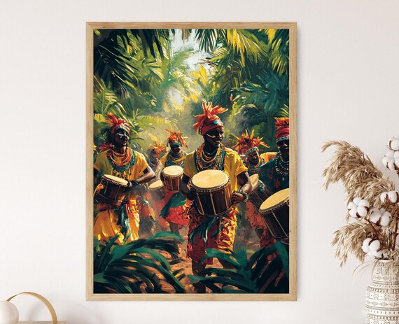 Traditional Mozambican Dance Illustration Cultural Rhythm Art Print African Heritage Decor
