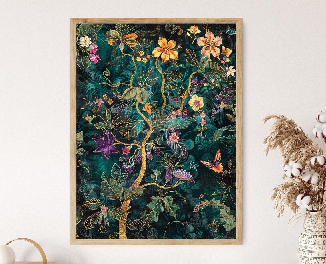 Javanese Batik Motifs, Floral And Fauna Art Print