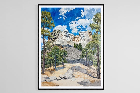 Mount Rushmore Art Print Presidential Monument And Pine Trees