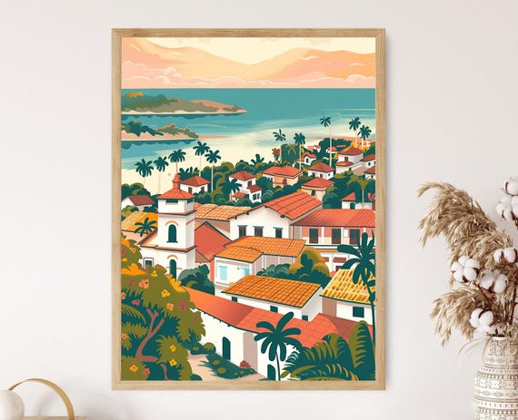 Aregu Paraguay Art Print Colonial Town Lake Ypacara