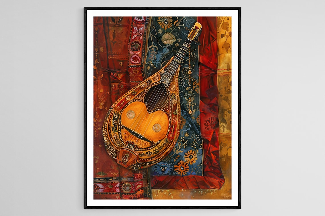 Gleaming Shehnai Painting, Traditional Indian Music Art