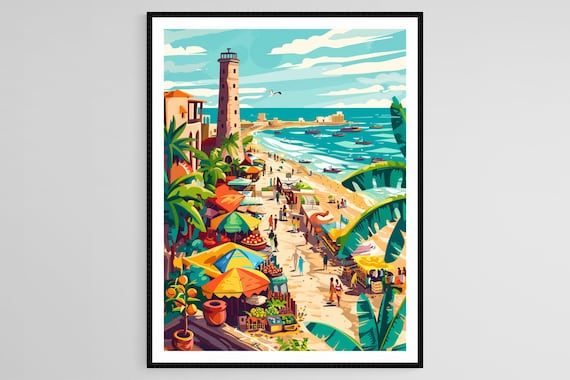 Dakar Senegal Art Print African Renaissance Monument And Atlantic Coast