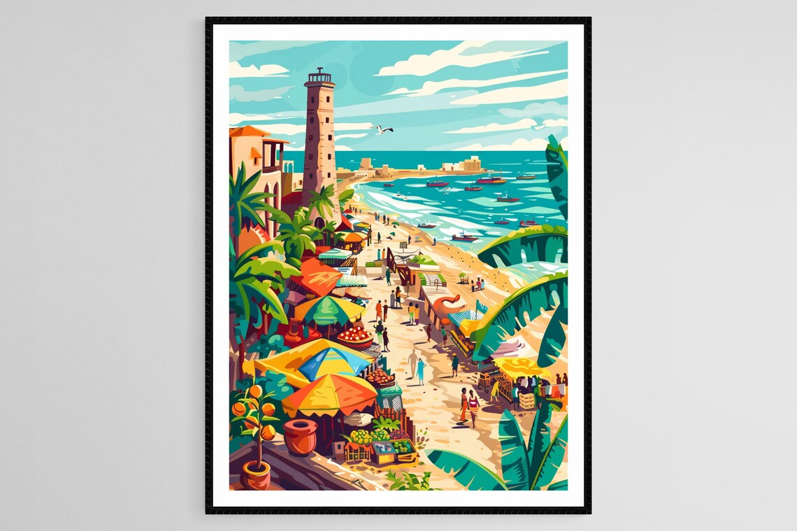 Dakar Senegal Art Print African Renaissance Monument And Atlantic Coast