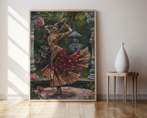 Bharatanatyam Dance Artistic Giclee Print Exquisite Indian Dance Art Office Decor Gift