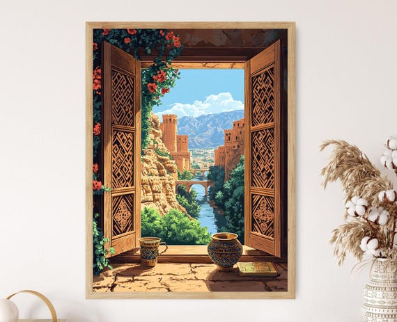 Constantine Wooden Window Illustration Algerian Moorish Carvings Bridge View