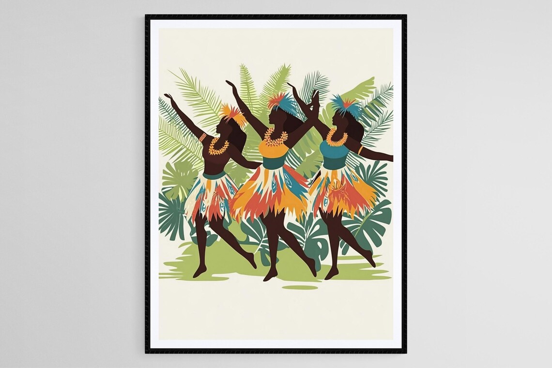 Fijian Meke Dance Art Print, Cultural Decor