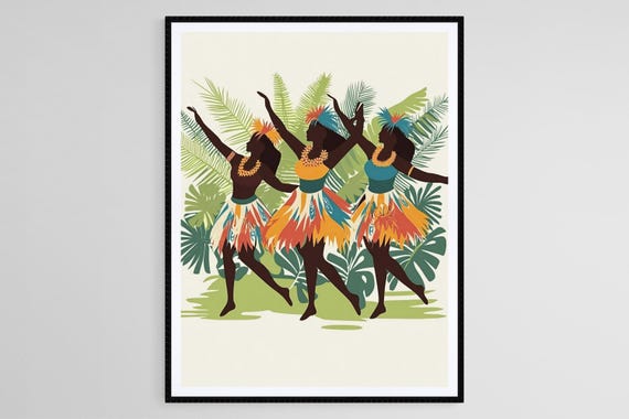 Fijian Meke Dance Art Print, Cultural Decor